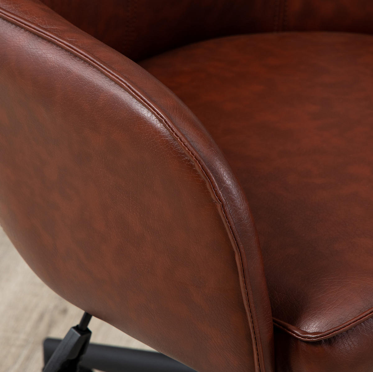 BÜROSTUHL höhenverstellbar mit Wippfunktion Kunstlederoptik Braun - Braun, Metall (62/91/58.5cm) - Meubliv