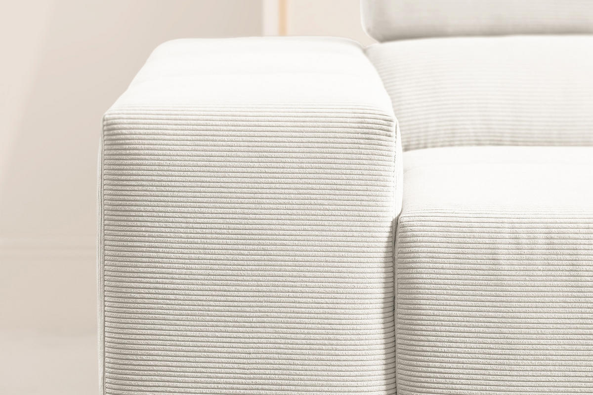ECKSOFA NEVADA Weiß Cord - Schwarz/Weiß, Kunststoff/Textil (319/215cm) - KAWOLA