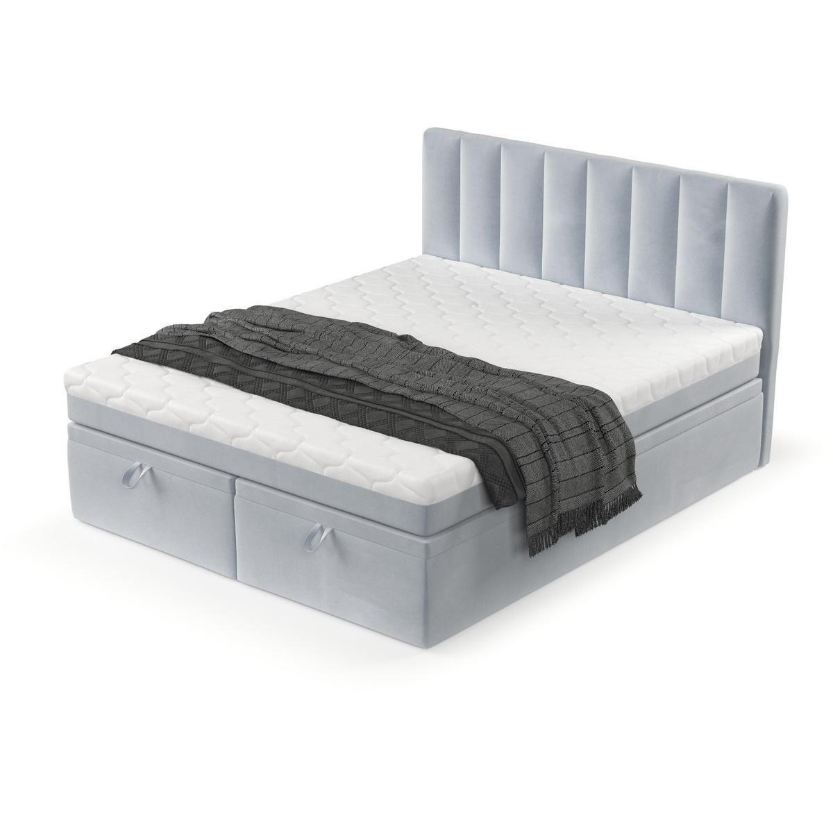 BOXBETT Lume 180/200 cm Hellgrau im Paros Stoff - Hellgrau/Schwarz, Holz/Holzwerkstoff (180/200cm) - AltaBeds