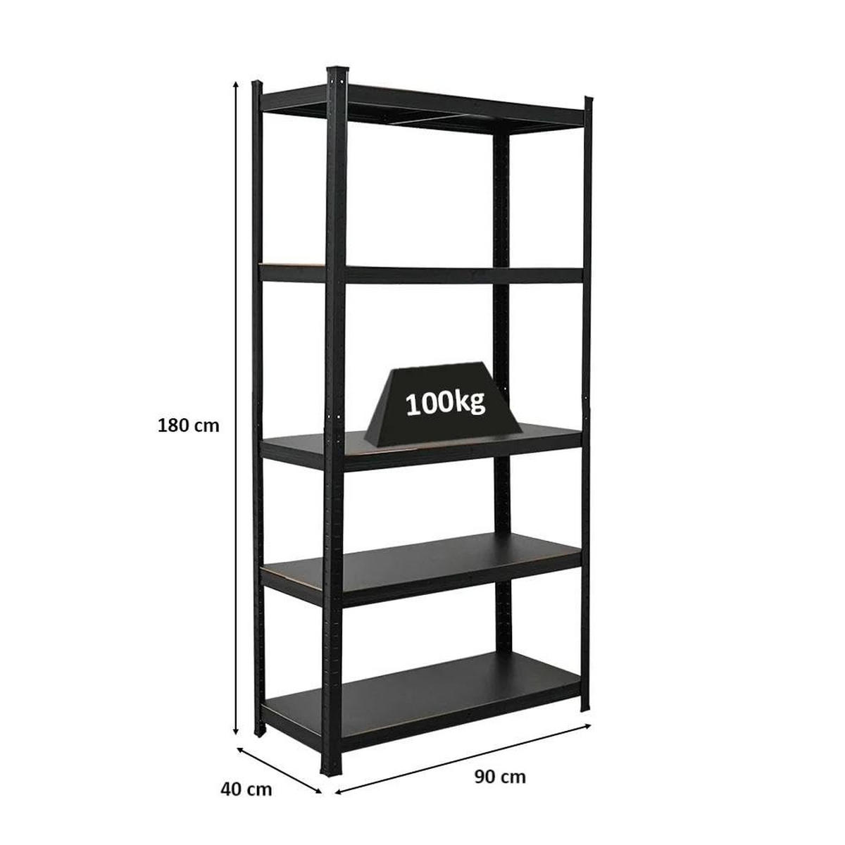 SCHWERLASTREGAL Ragnar All Black Series 180x90x40 cm Fachlast 100 kg Matt Schwarz - Schwarz, Metall (90/180/40cm) - PROREGAL
