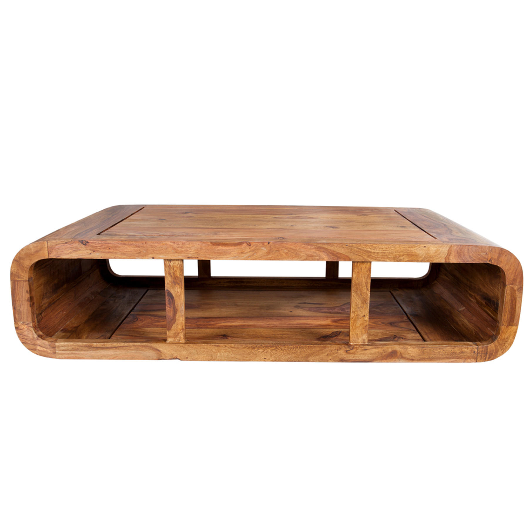 COUCHTISCH CURVED Sheesham rechteckig Braun|Natur 100cm - Schwarz/Braun, Holz (50/100/30cm) - riess-ambiente