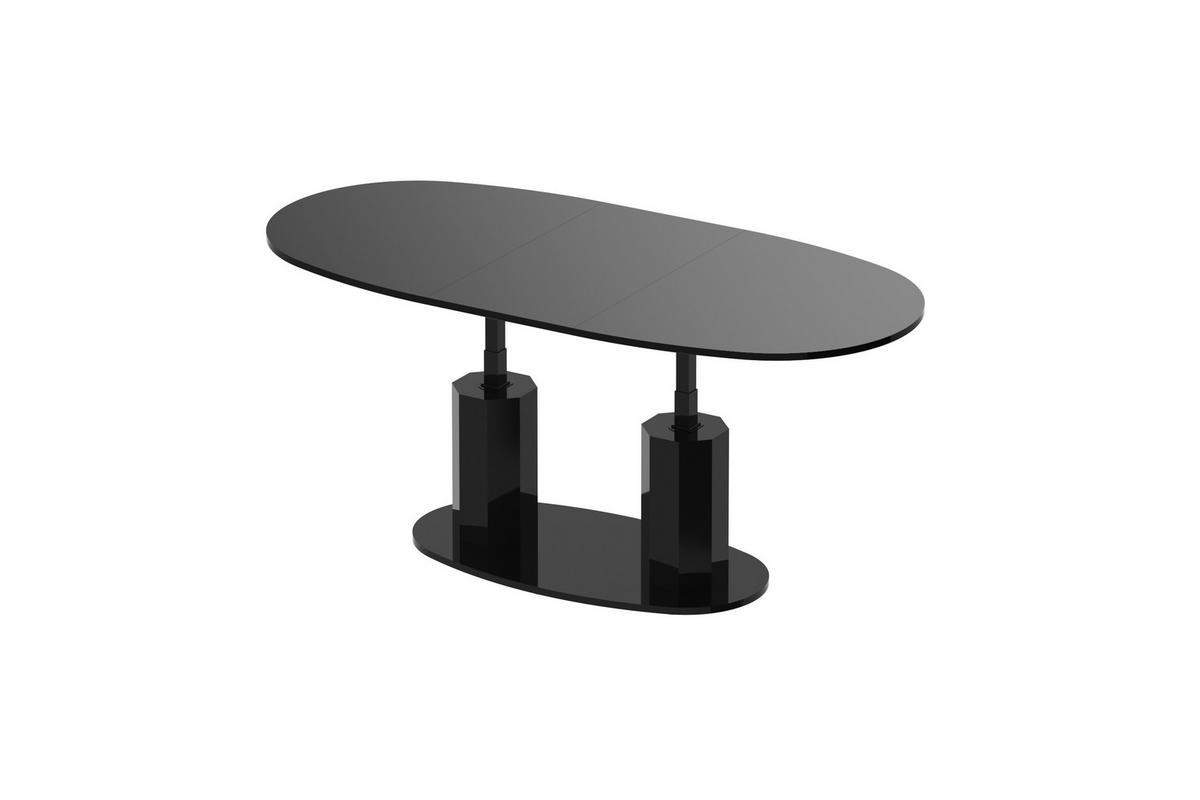 COUCHTISCH Schwarz Hochglanz oval ausziehbar höhenverstellbar - Schwarz Hochglanz, Holzwerkstoff (80/130/54cm) - designimpex