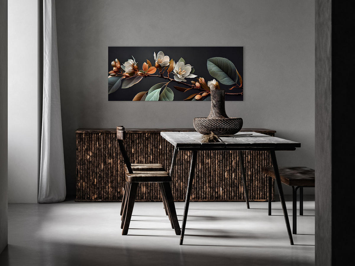 GLASBILD 125x50 cm Blumen anthrazit - Anthrazit, Glas (125/50cm) - artissimo