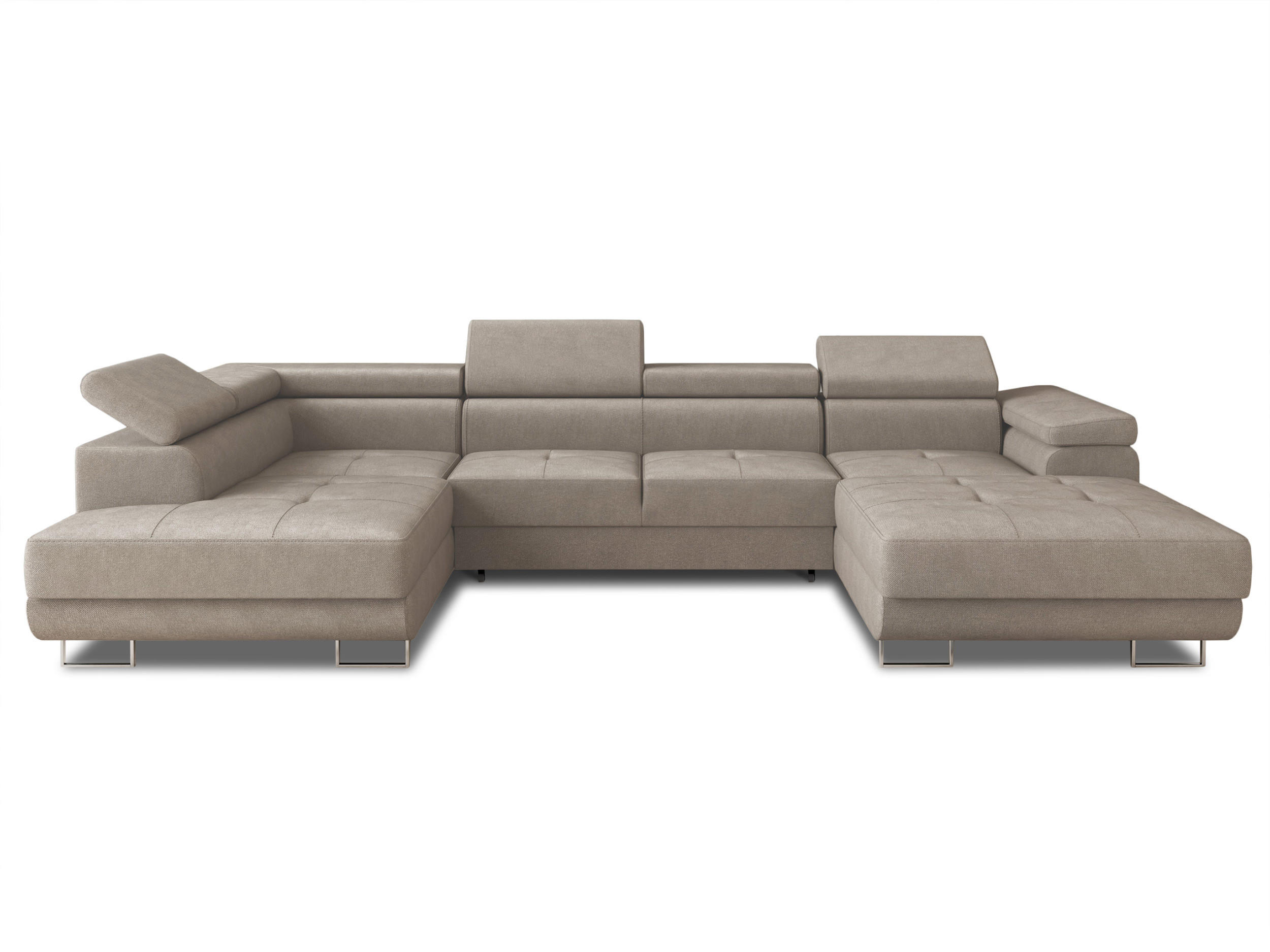 WOHNLANDSCHAFT Caris U, Seite: Rechts - Beige, Holz/Textil (348/90/205cm) - Sofnet