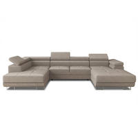 WOHNLANDSCHAFT Caris U, Seite: Rechts - Beige, Holz/Textil (348/90/205cm) - Sofnet