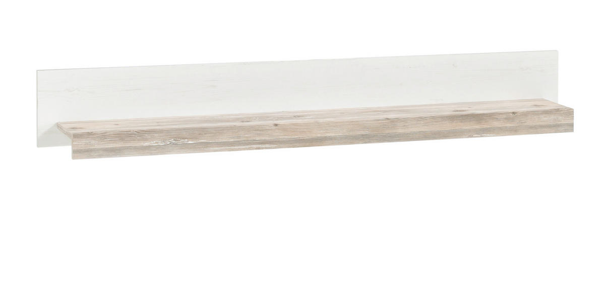 WANDBOARD Pinie weiß, Oslo Pinie Landhaus, Wandregal, 150 x 20 cm - Weiß/Pinienfarben, Holzwerkstoff (150/20/20cm) - Furn.Design