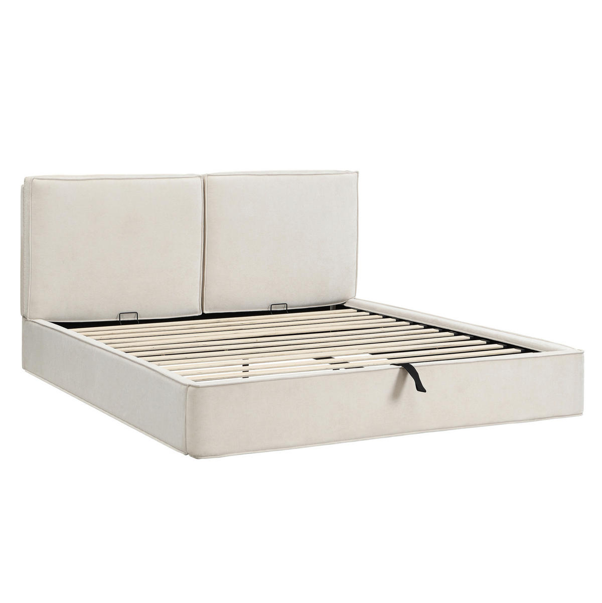 POLSTERBETT 180/200 cm mit hydraulischem Stauraum, Lattenrost und gepolstertem Kopfteil aus Chenille, Beige - Beige, Textil (180/200cm) - Redom
