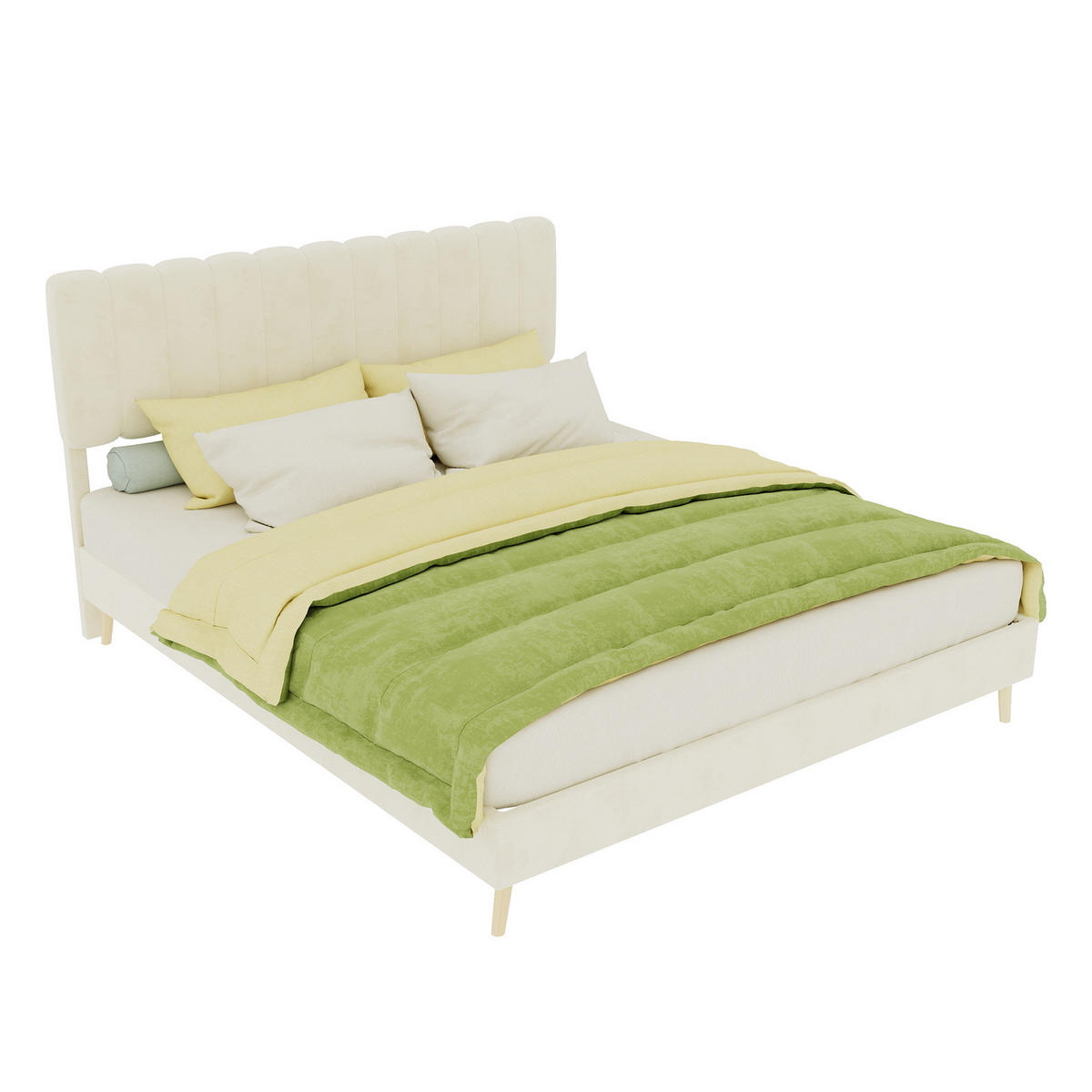 POLSTERBETT 160/200 cm mit hohem Kopfteil und Matratze, Beige - Beige, Textil (160/200cm) - Redom