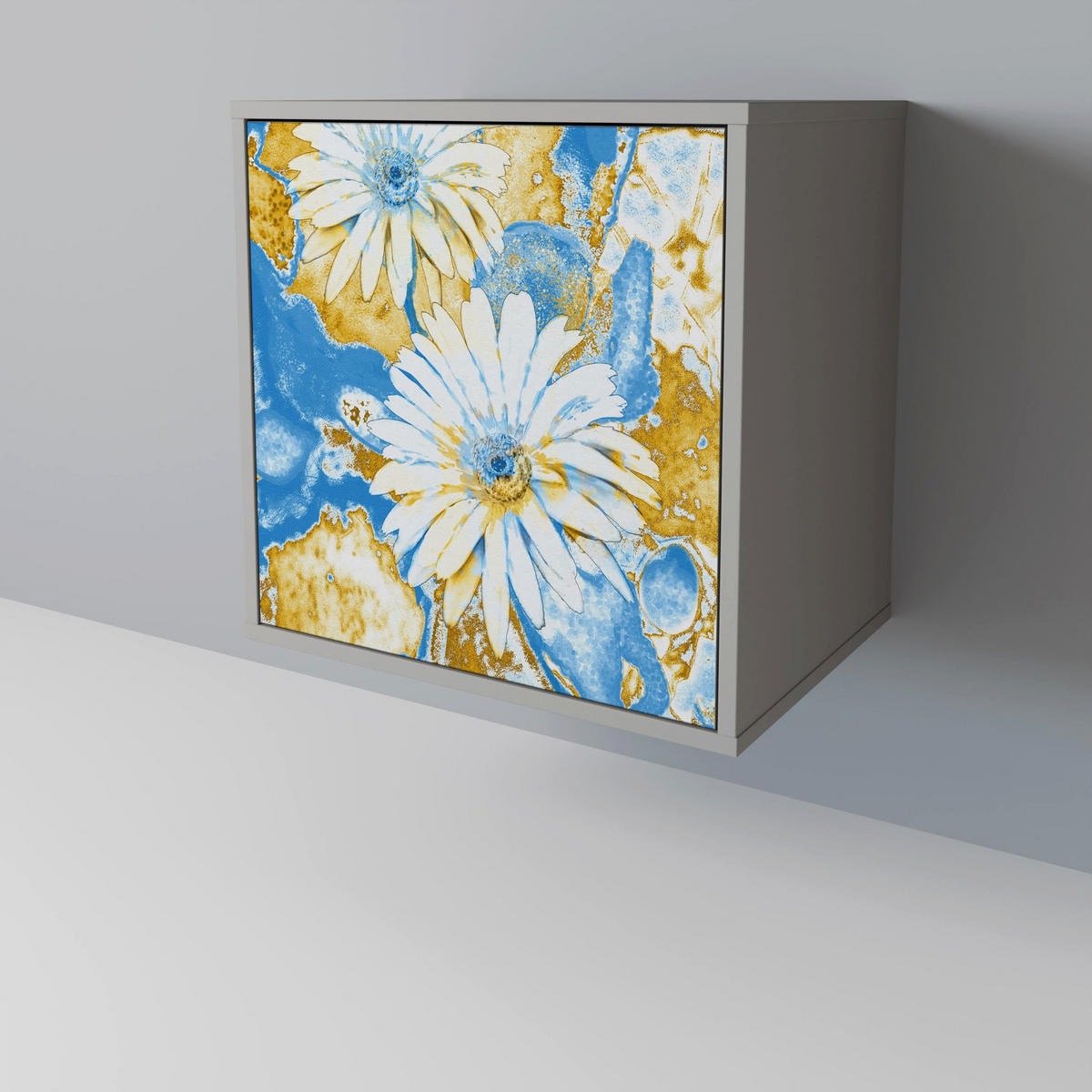 SIDEBOARD DAISY LUXE, Grau, 57,5x42x77,5 cm, Schräge Buchenholzfüße - Buchefarben/Multicolor, Holzwerkstoff/Buchenholz (57.5/77.5/42cm) - SpaceRebels