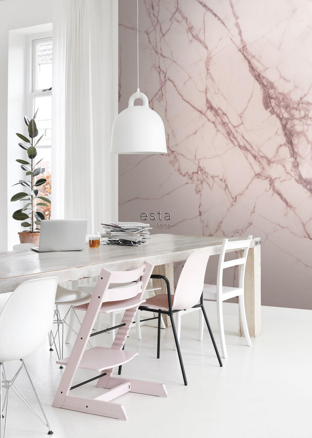 FOTOTAPETE Marmor-Optik 300 x 279 cm - Pink, Papier (300/279cm) - ESTAhome
