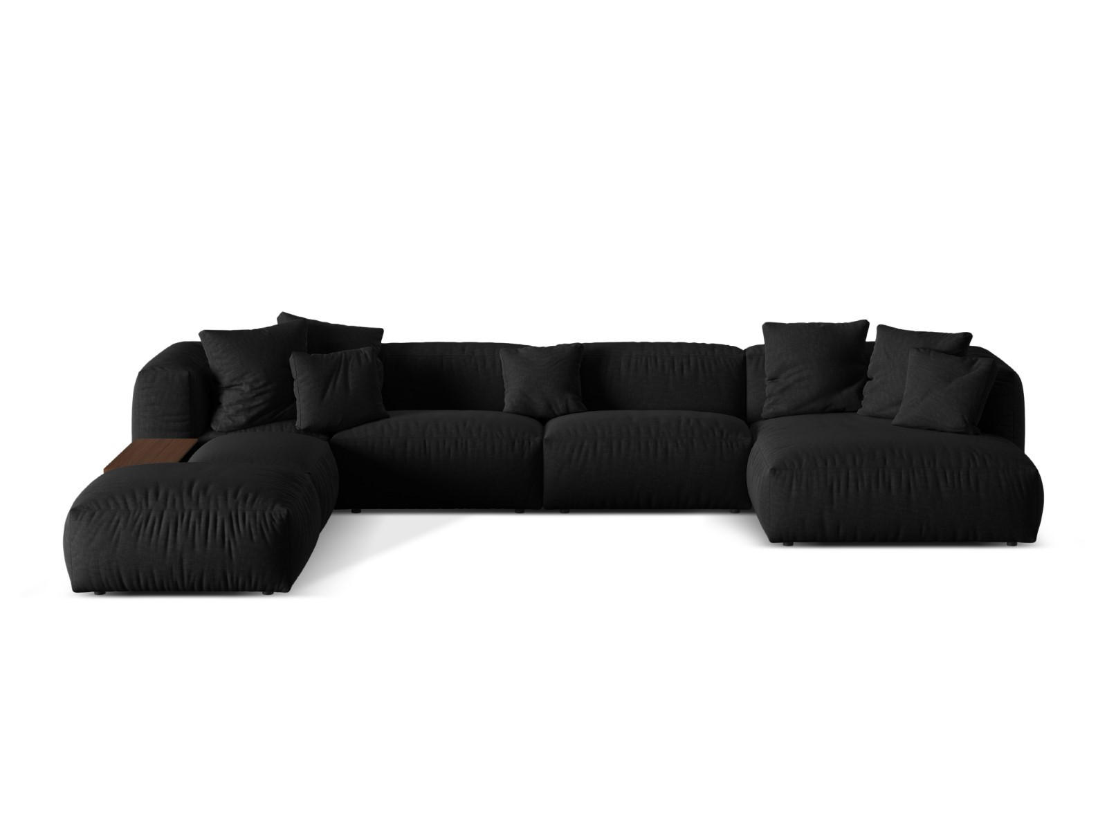 MODULARES-PANORAMASOFA links Martina aus strukturiertem Stoff schwarz 5 Sitzplätze - Schwarz, Textil (280/75/406cm) - Micadoni