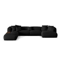 MODULARES-PANORAMASOFA links Martina aus strukturiertem Stoff schwarz 5 Sitzplätze - Schwarz, Textil (280/75/406cm) - Micadoni