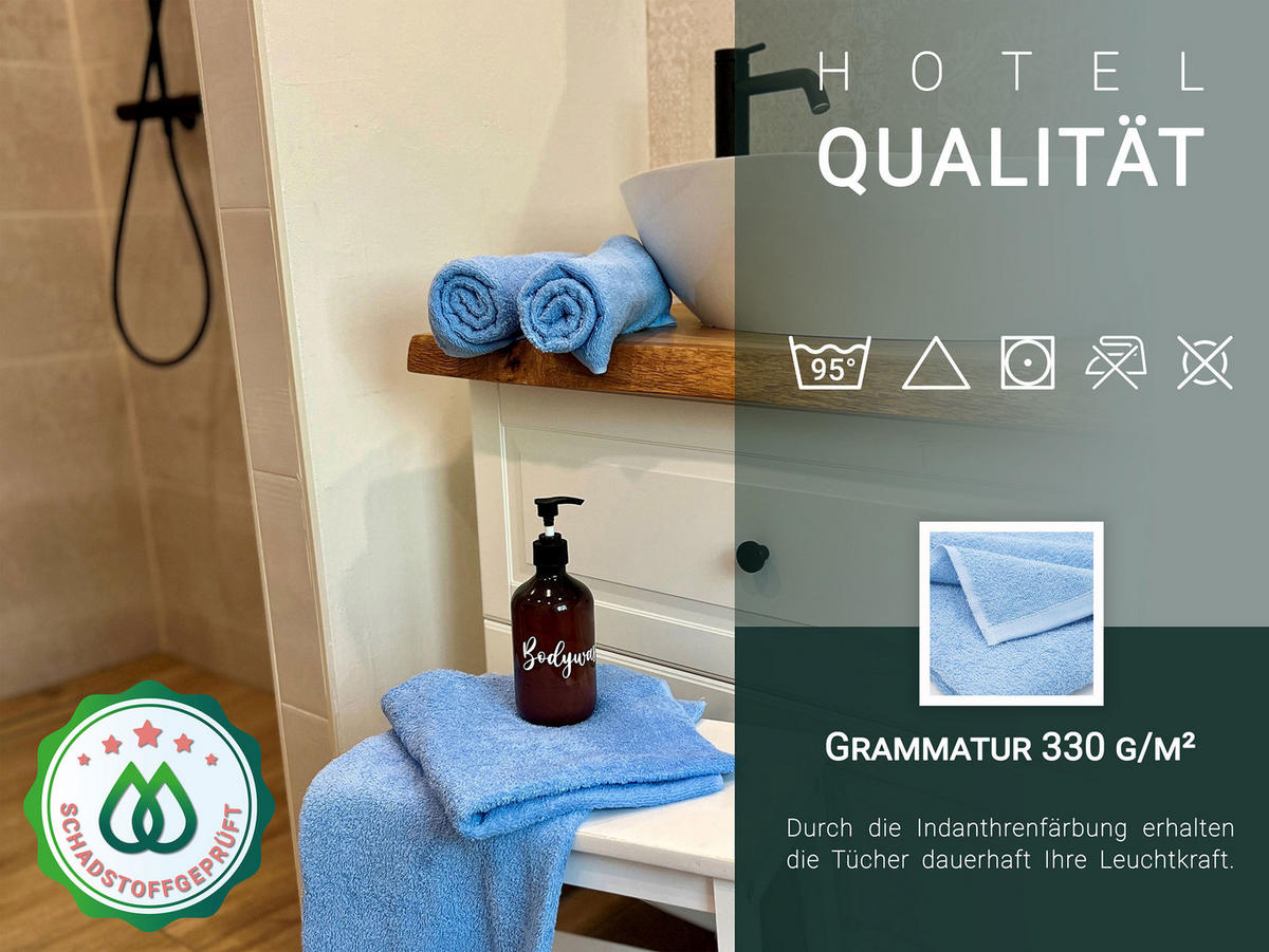 HANDTÜCHER, 10er-Set, 50x100 cm, 80% Baumwolle, 20% Polyester, Blau - Hellblau, Naturmaterialien (50/100cm) - Zollner