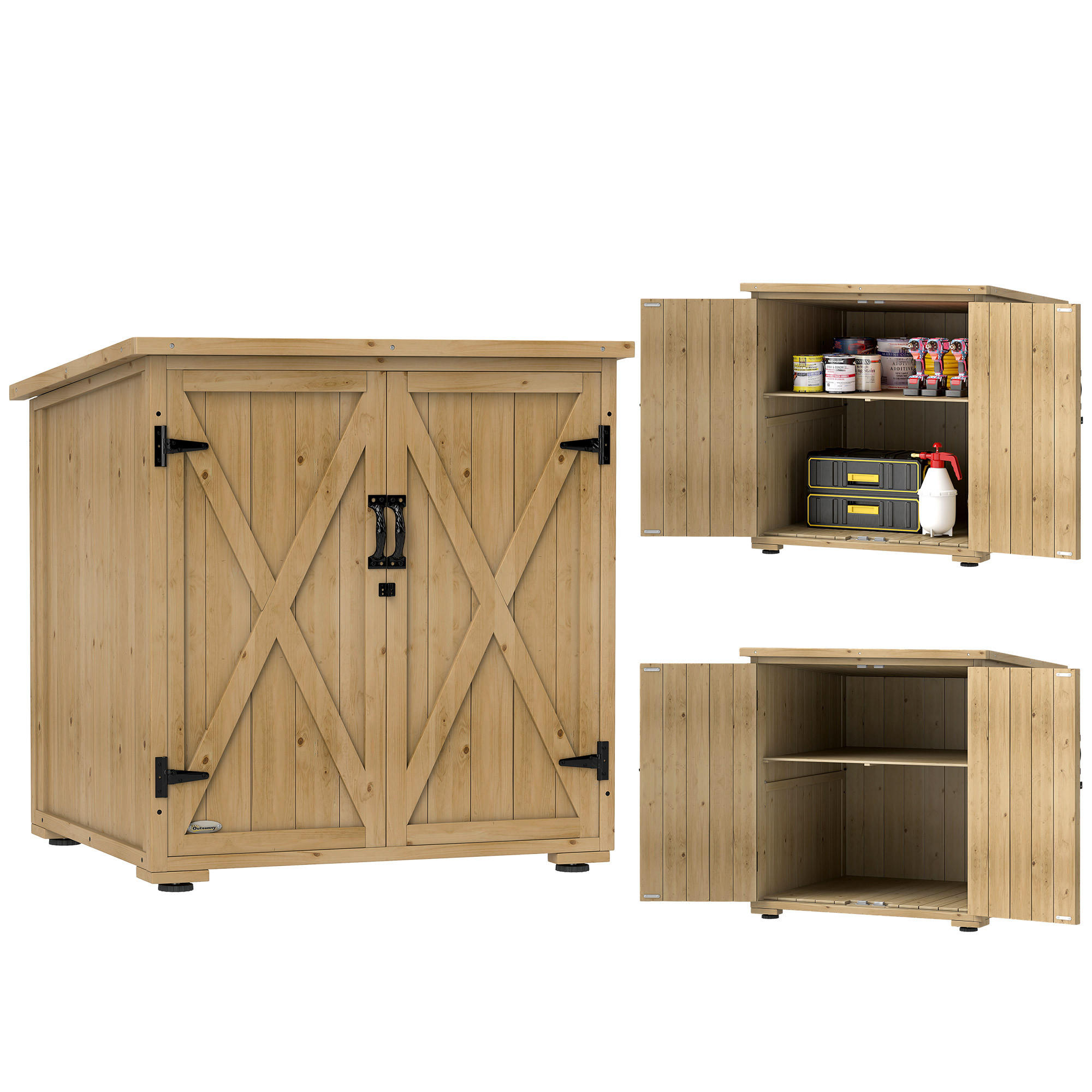 GERÄTESCHUPPEN DE-09238 Dunkelgrau - Naturfarben, Holz (77.5/90/88cm) - ComfortXL