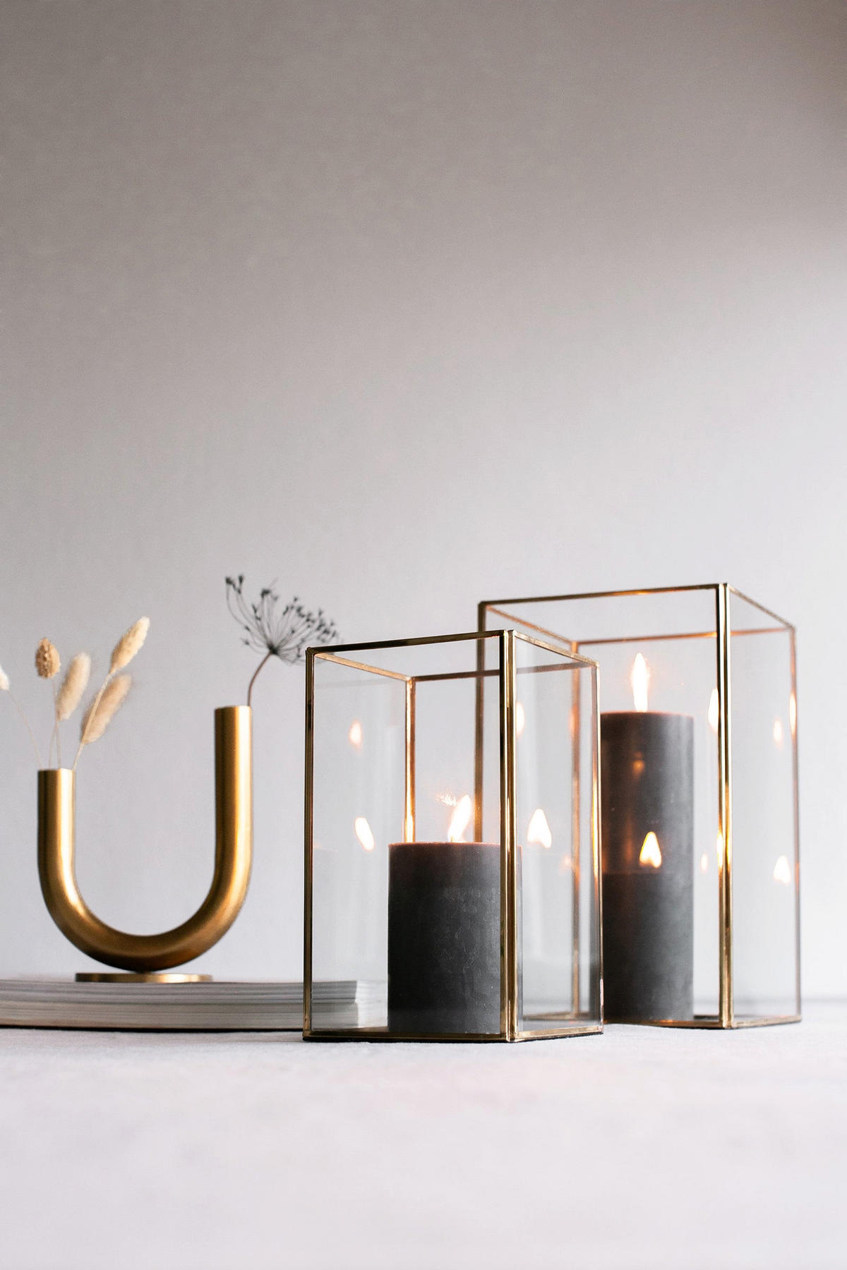 LATERNE Batu 2er Set aus Eisen in Gold - Goldfarben, Metall (16/27/16cm) - LaLe Living