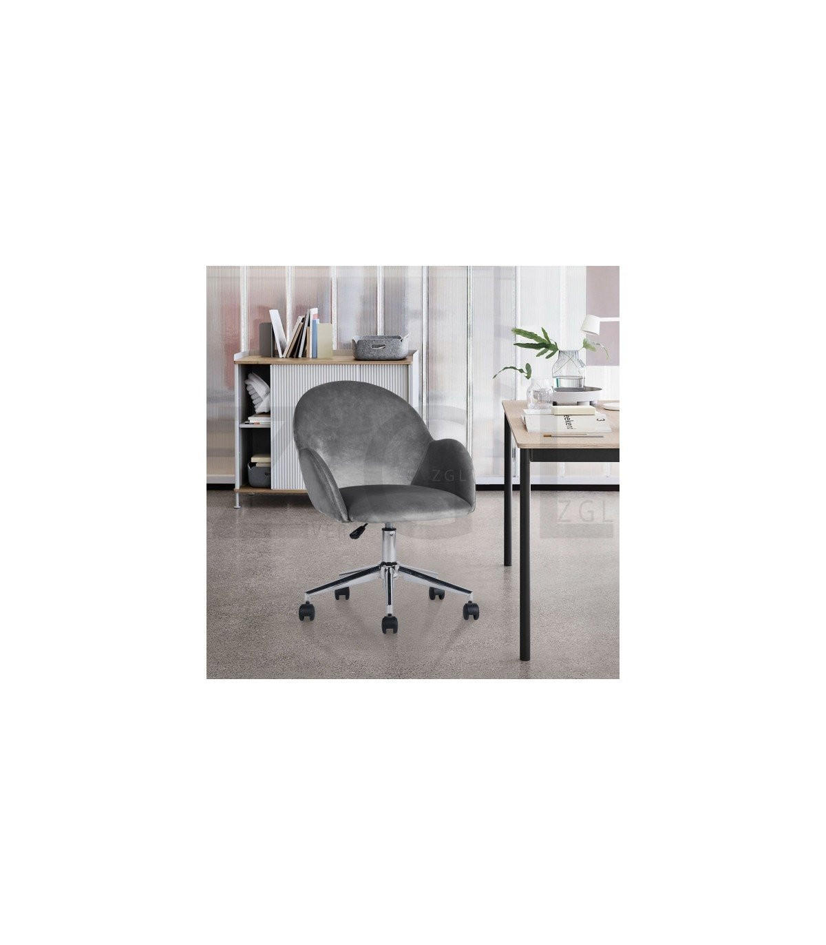 BÜROSTUHL mit Rollen und Armlehnen - CHIOZZA - Grau, Textil (57/77/62cm) - Calicosy