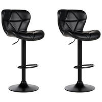 BARHOCKER 2er-Set Kunstleder schwarz höhenverstellbar Valetta - Schwarz, Kunststoff (46/51cm) - Beliani