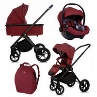KINDERWAGEN Boldo 3in1 Brownie Babywanne, Buggy Sportsitz, Babyschale I-Size - Weinrot/Schwarz, Textil/Metall (58/98cm) - BabyLux