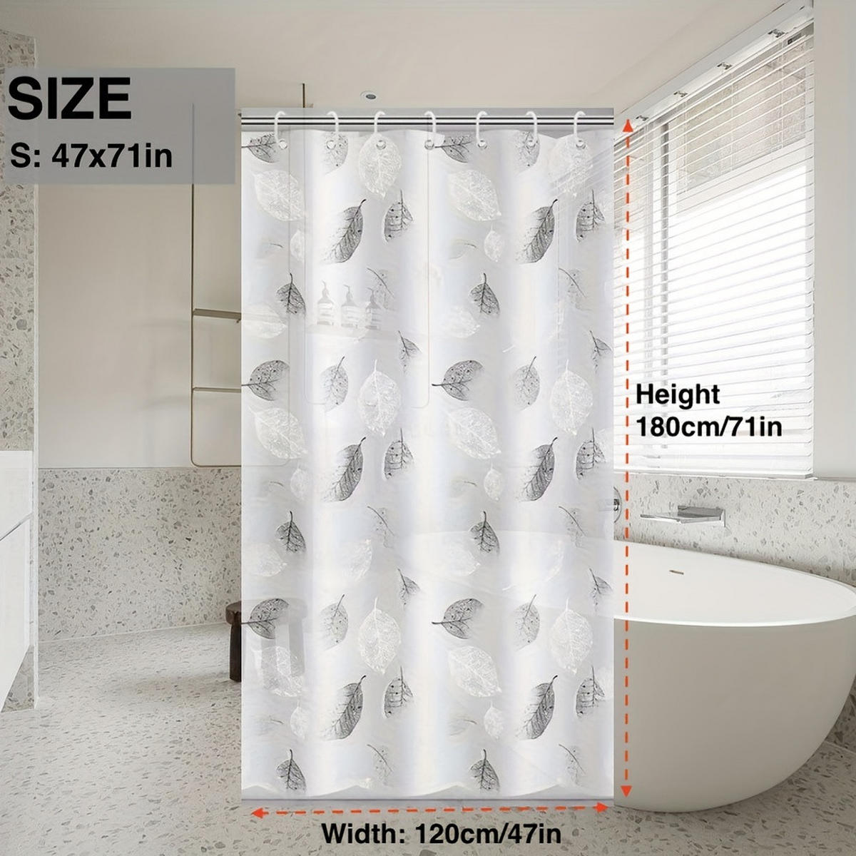 DUSCHVORHANG 120 x 180 cm dick wasserdicht mit Haken Badezimmer - Multicolor, Kunststoff (120/180cm) - MCBOSON