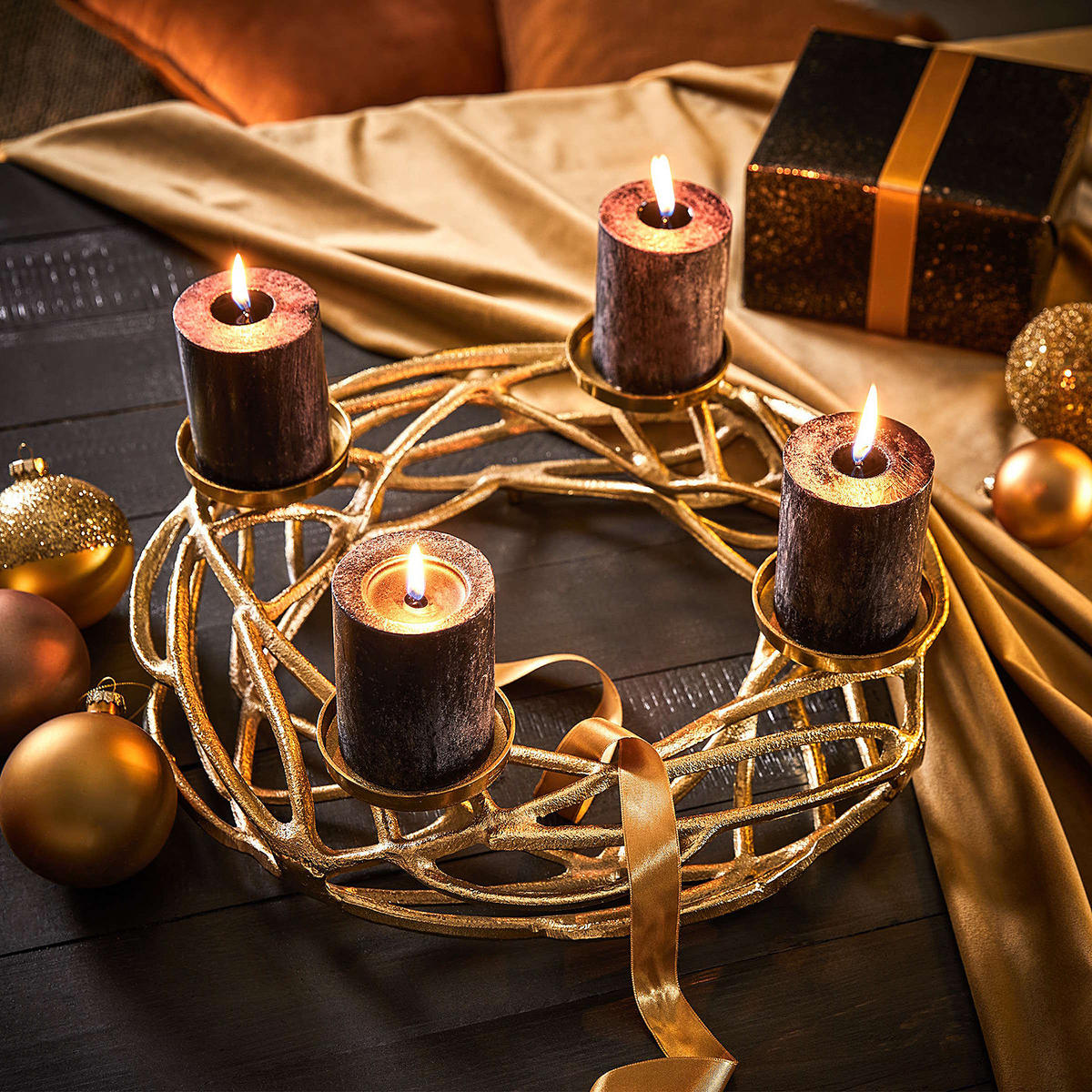 KRANZ Advent "Treibholz" - Goldfarben, Metall (10cm) - Butlers