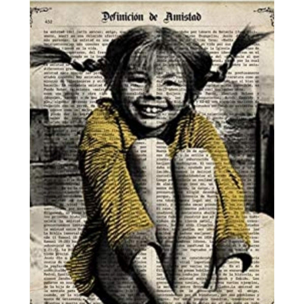 POSTER Von Pippi Langstrumpf Schwarz Und Weiß A4 Schwarzer Rahmen - Schwarz, Papier (29.7/5/21cm) - Nacnic