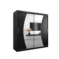 SCHWEBETÜRENSCHRANK 200/200/62 2-türig - Silberfarben/Schwarz, Holz/Kunststoff (200/200/62cm) - MÖBEL KRYSPOL