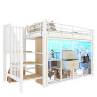 HOCHBETT 90/200 cm Weiß aus Metall und MDF mit LED-Beleuchtung und Stauraum - Weiß, Metall (90/200cm) - OKMYHOME