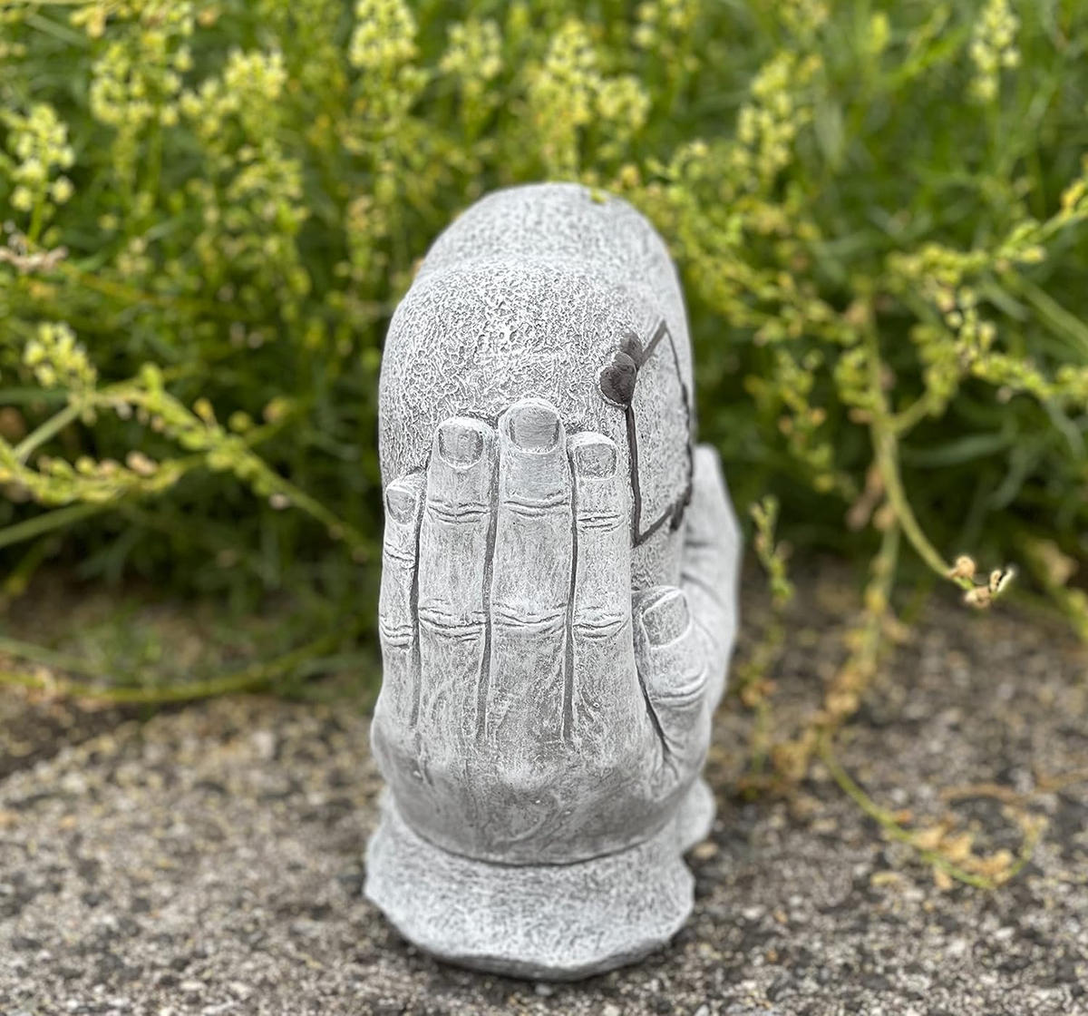 STEINFIGUR Herz in Hand Ich vermisse Dich frostfest Steinguss Grabschmuck Grabstein - Grau, Stein (20/27/8cm) - stoneandstyle