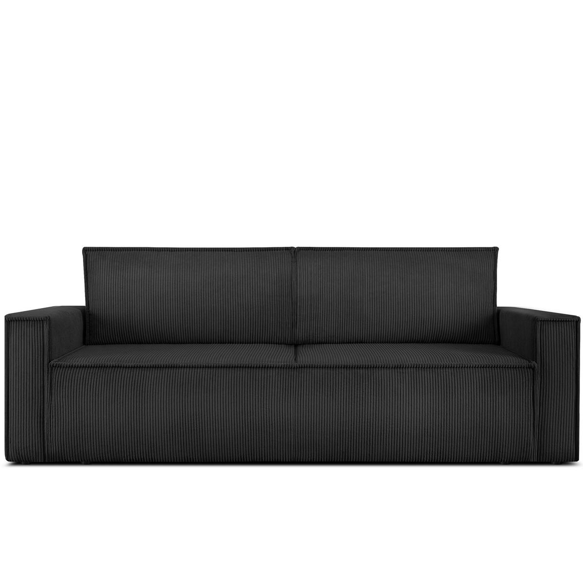 SCHLAFSOFA NAPI in Pet Friendly Cord-Stoff, dunkelgrau - Dunkelgrau/Schwarz, Textil (228/89/101cm) - KONSIMO®
