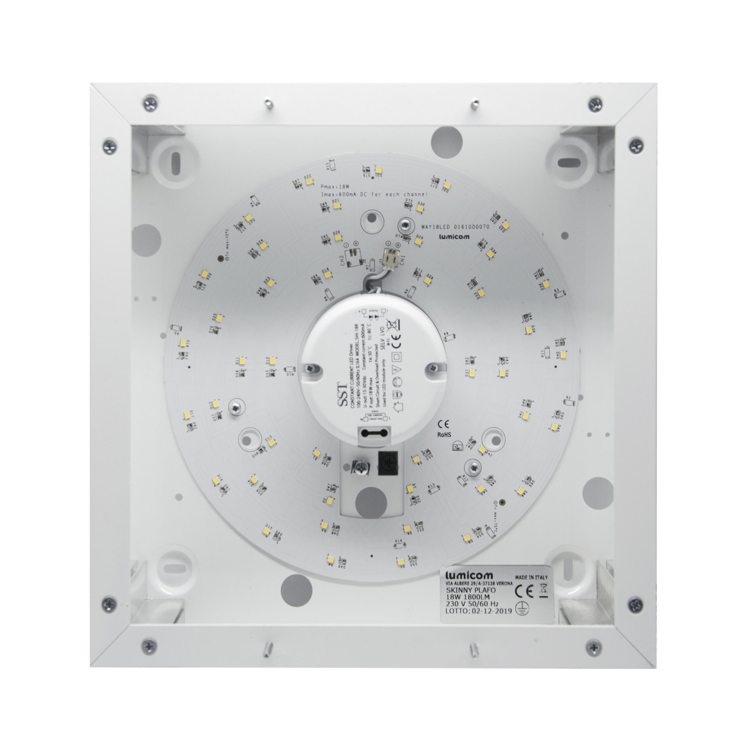 LED-DECKENLEUCHTE - Schwarz, Metall (41/41/6cm) - Lumicom