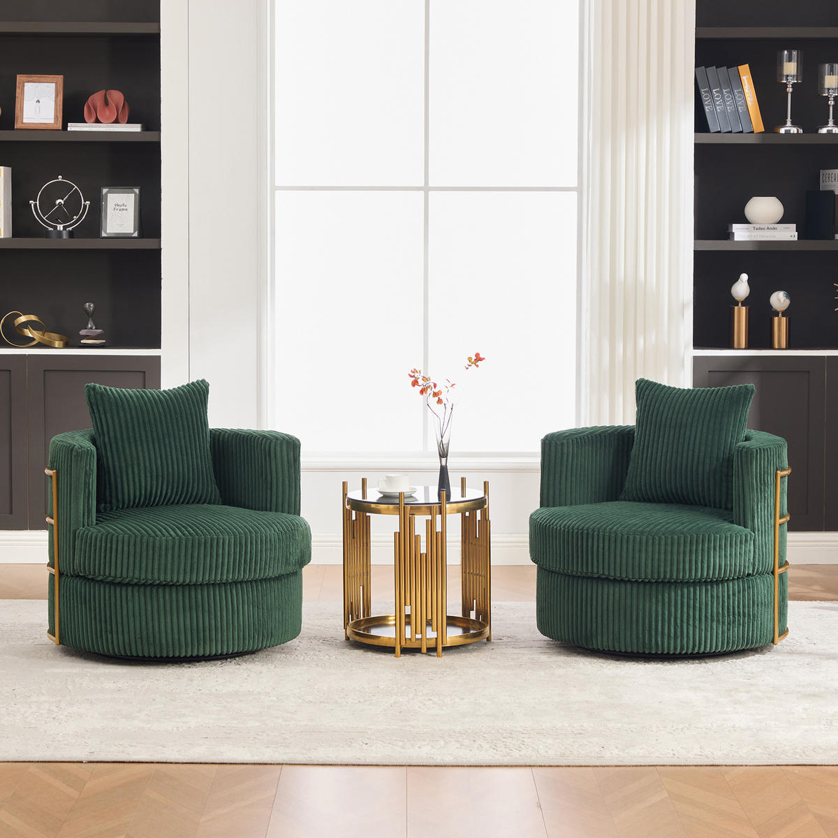 SESSEL 2er-Set 360° drehbar mit Stauraum, DE-42295, Dunkelgrün - Grün, Textil (76/78/79cm) - ComfortXL