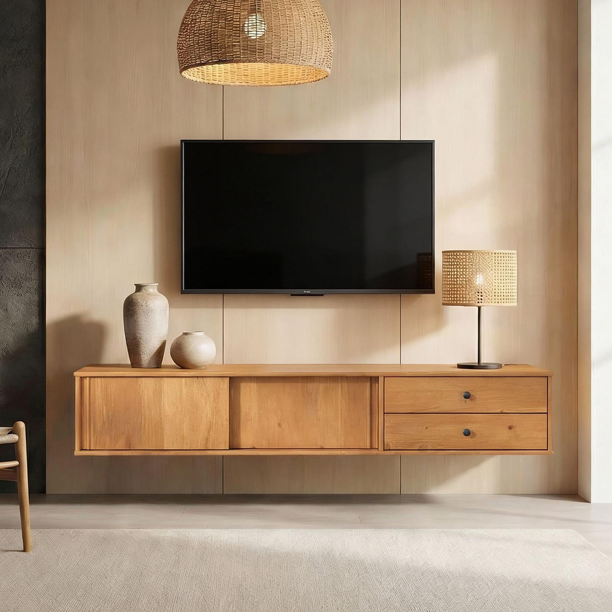 LOWBOARD SIMONA Eiche - Eichefarben, Holz (175/31/34cm) - IDIMEX