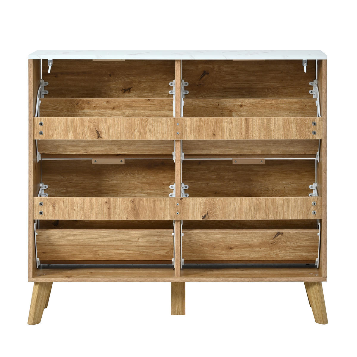 SCHUHKIPPER DE-37697 105/24/95,5 cm mit 4 Klapptüren Natur - Naturfarben, Holzwerkstoff (105/95.5/24cm) - ComfortXL