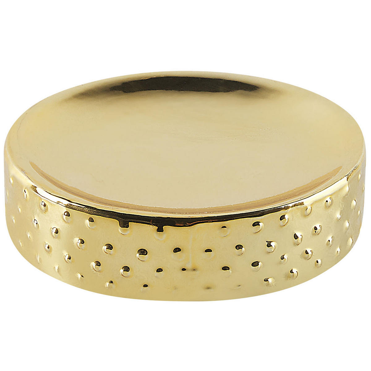 BADEZIMMER Set 4-teilig Keramik gold Cumana - Goldfarben, Stein (7/18/7cm) - Beliani