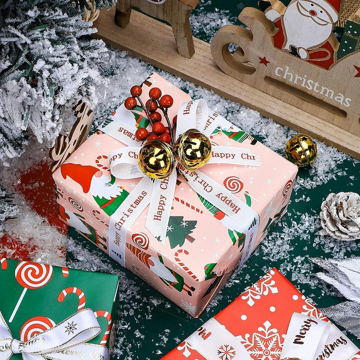 GESCHENKPAPIER Mini-Rolle 43,2 cm x 10 m Wendbar Weihnachtsmotiv - Multicolor, Papier (4/44/4cm)
