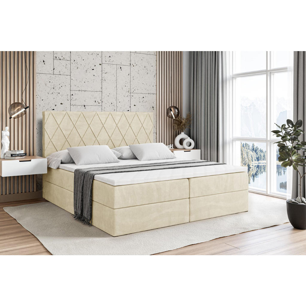 Thumbnail - Altdecor Boxbett, Beige, Holzwerkstoff, Höhe ca. 20 cm, 120x200 cm, Schlafzimmer, Betten, Boxspringbetten