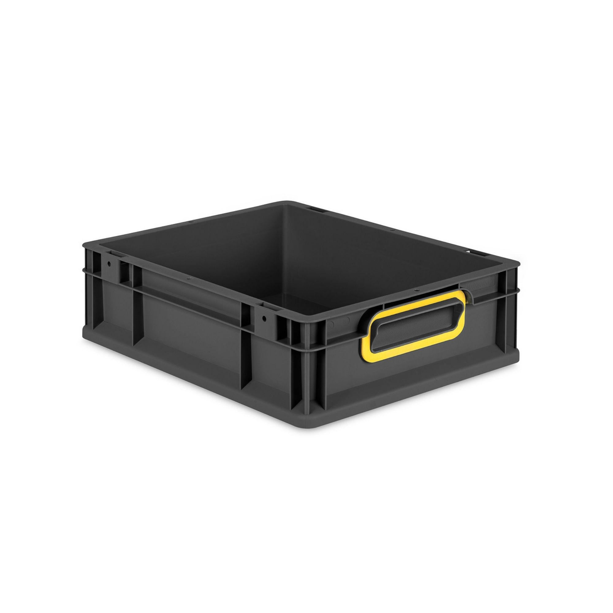 EUROBOX NextGen Color 12x30x40 cm 11 Liter Griffe gelb zu, Schwarz - Gelb/Schwarz, Kunststoff (30/12/40cm) - PROREGAL