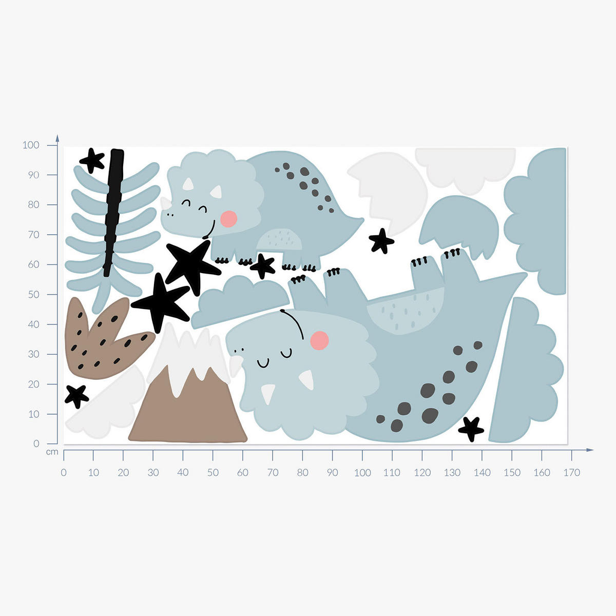 WANDAUFKLEBER 100x169cm - Dinosaurier wilde Vegetation - Multicolor, Kunststoff (100/169/0.1cm) - Wallfluent