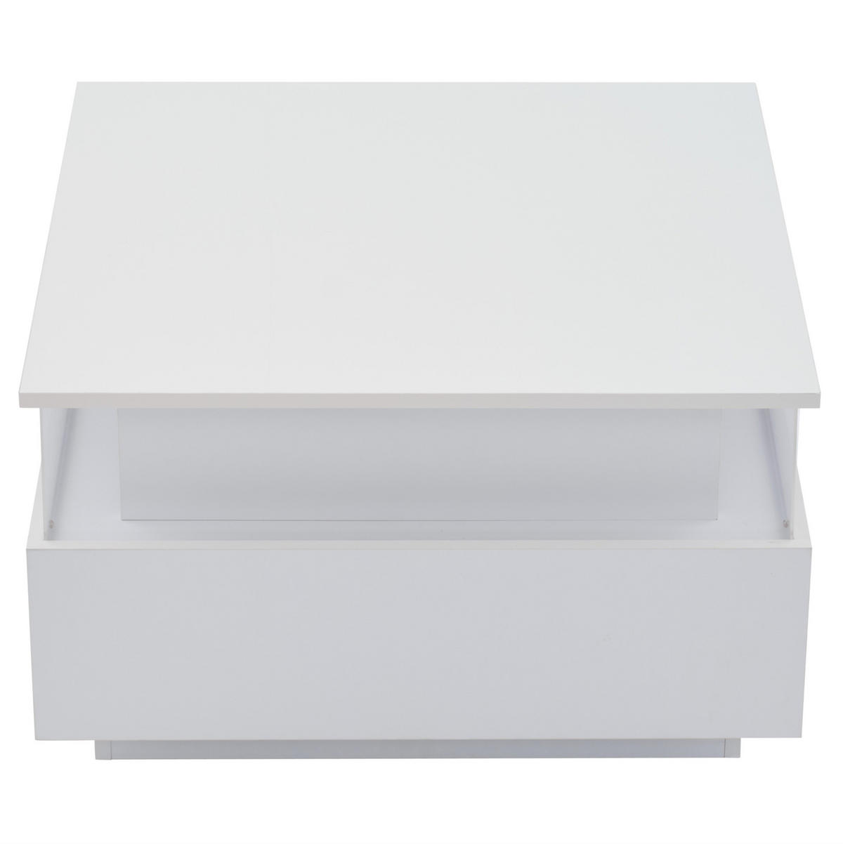 COUCHTISCH, Hochglanz Weiß mit LED und 2 Schubladen, 70/70/41 cm,Weiß - Weiß, Holzwerkstoff (70/70/41cm) - Redom