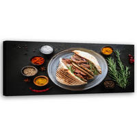 WANDBILD kebab kebap gewürze essen für die küche - Multicolor, Textil (90/30cm) - Feeby