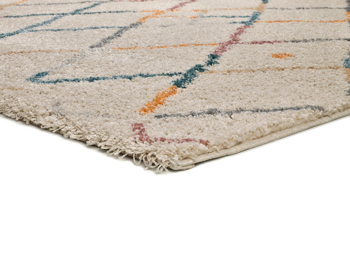 HOCHFLORTEPPICH Mehrfarbig Ulai 133/190 cm - Multicolor/Weiß, Naturmaterialien/Textil (133/190cm) - Atticgo
