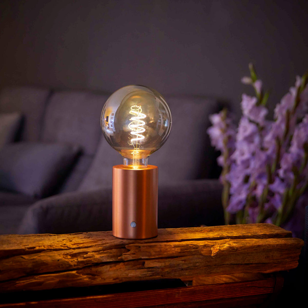 LED-AKKU-TISCHLAMPE - Eddison Optik mit Touch-Dimmer und warmweißem Licht in Roségold - Roségold, Metall (12.5/12.5/26cm) - Northpoint