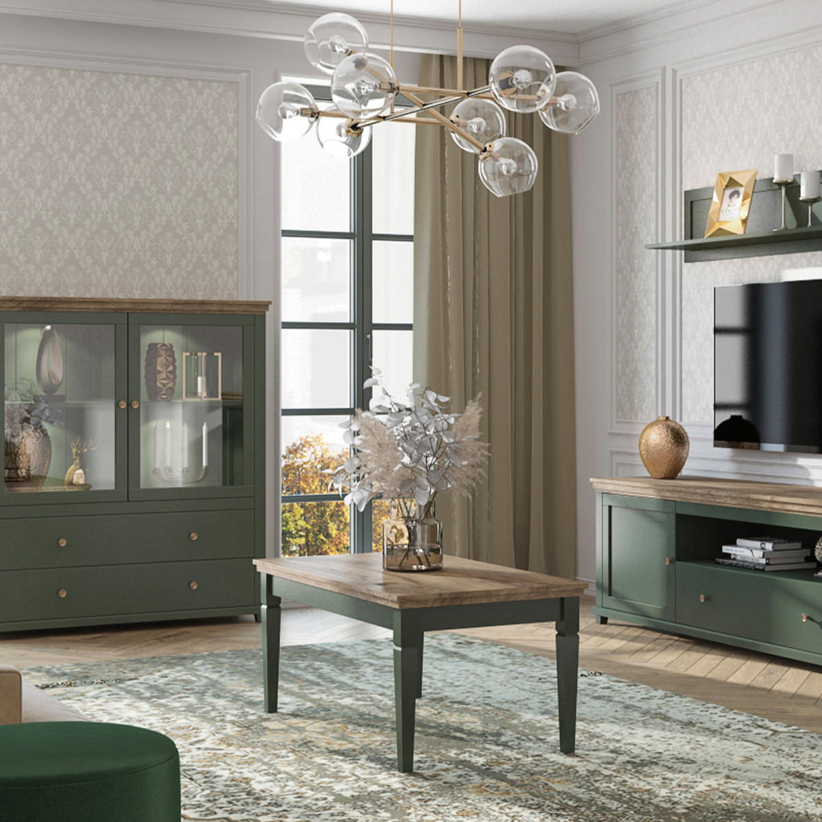 KONFERENČNÍ STOLEK Martin Zelená a dřevo - zelená barva, kompozitní dřevo (50/110/60cm) - Petits-meubles