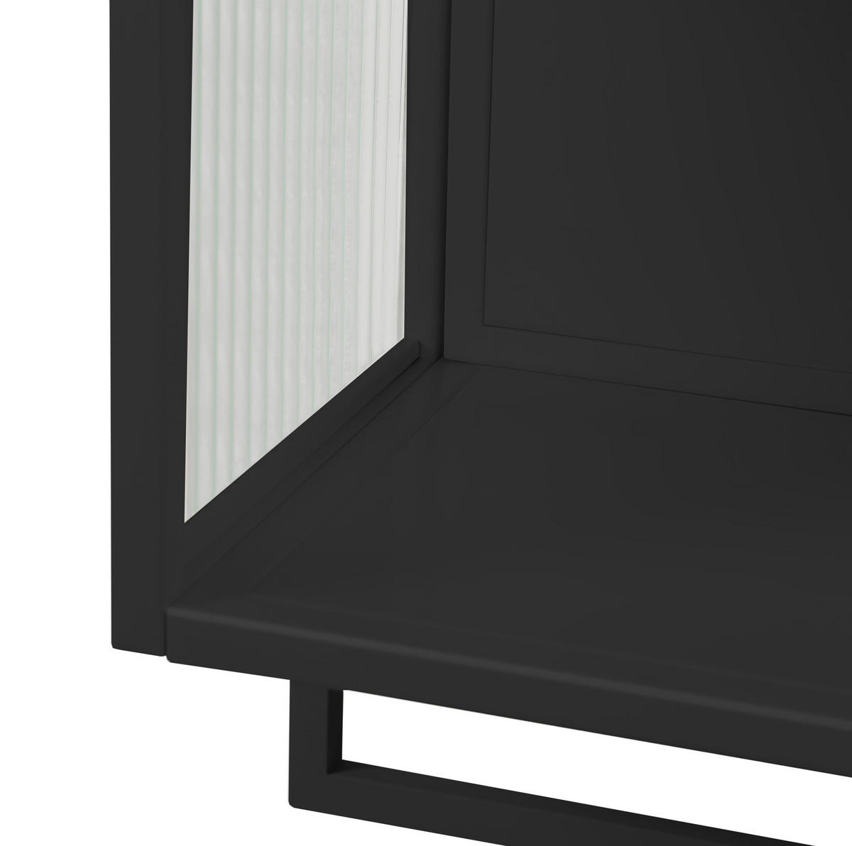 KÜCHENOBERSCHRANK 60/23/78 cm mit Glasfront, 2 Türen und offener Ablage in Schwarz - Schwarz, Glas (60/78/23cm) - BEAOK