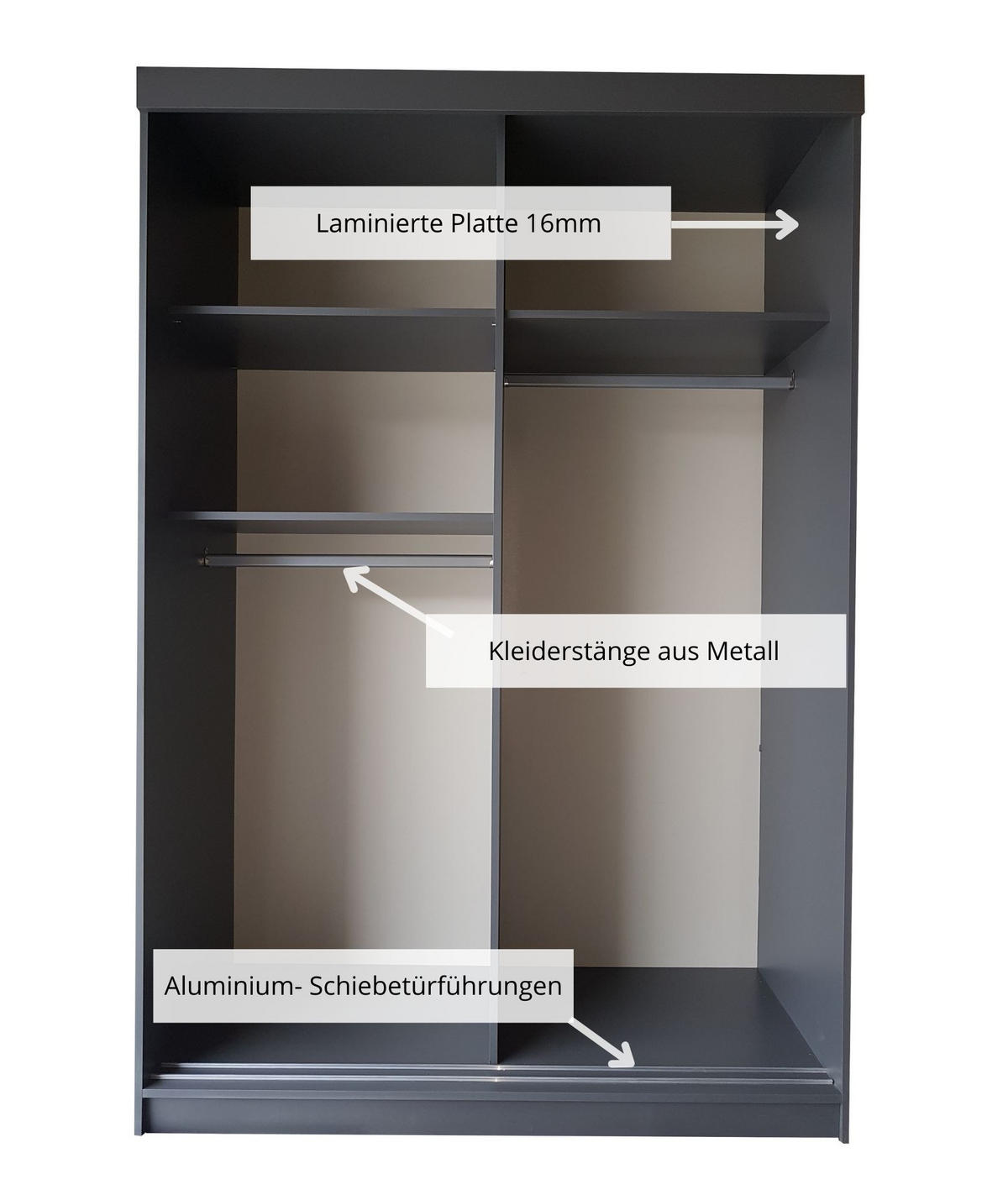 SCHIEBETÜRENSCHRANK LAMARO 167x205x59cm - Weiß & Old Style - Dunkelbraun/Weiß, Holzwerkstoff (167/205/59cm) - Kier Furniture