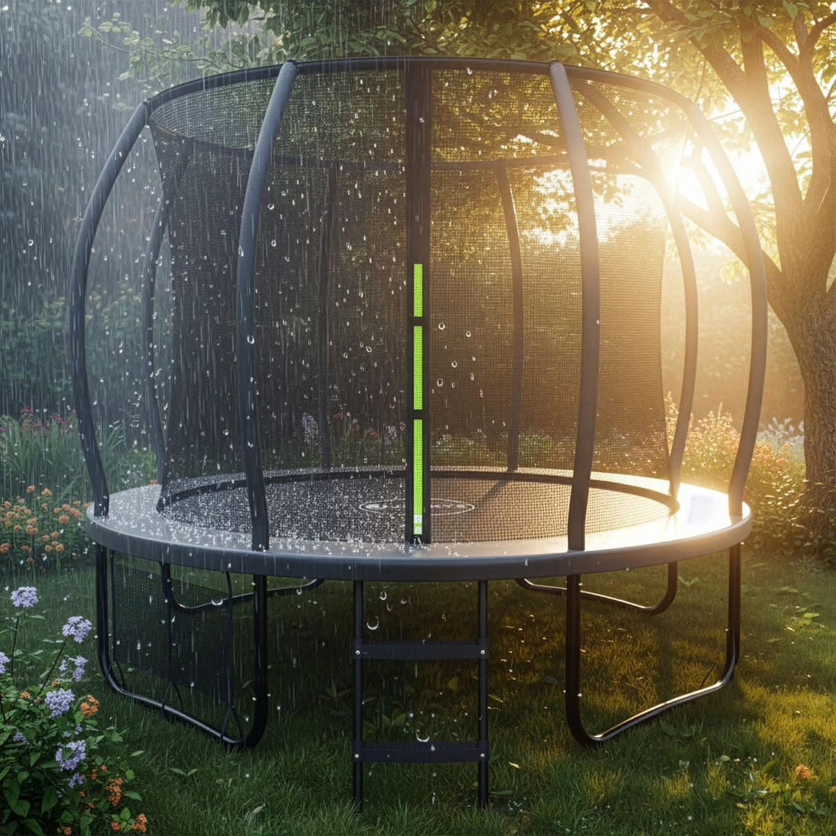 TRAMPOLIN SkyBounce M 305cm schwarz - Schwarz, Metall (305/305/256cm) - Juskys