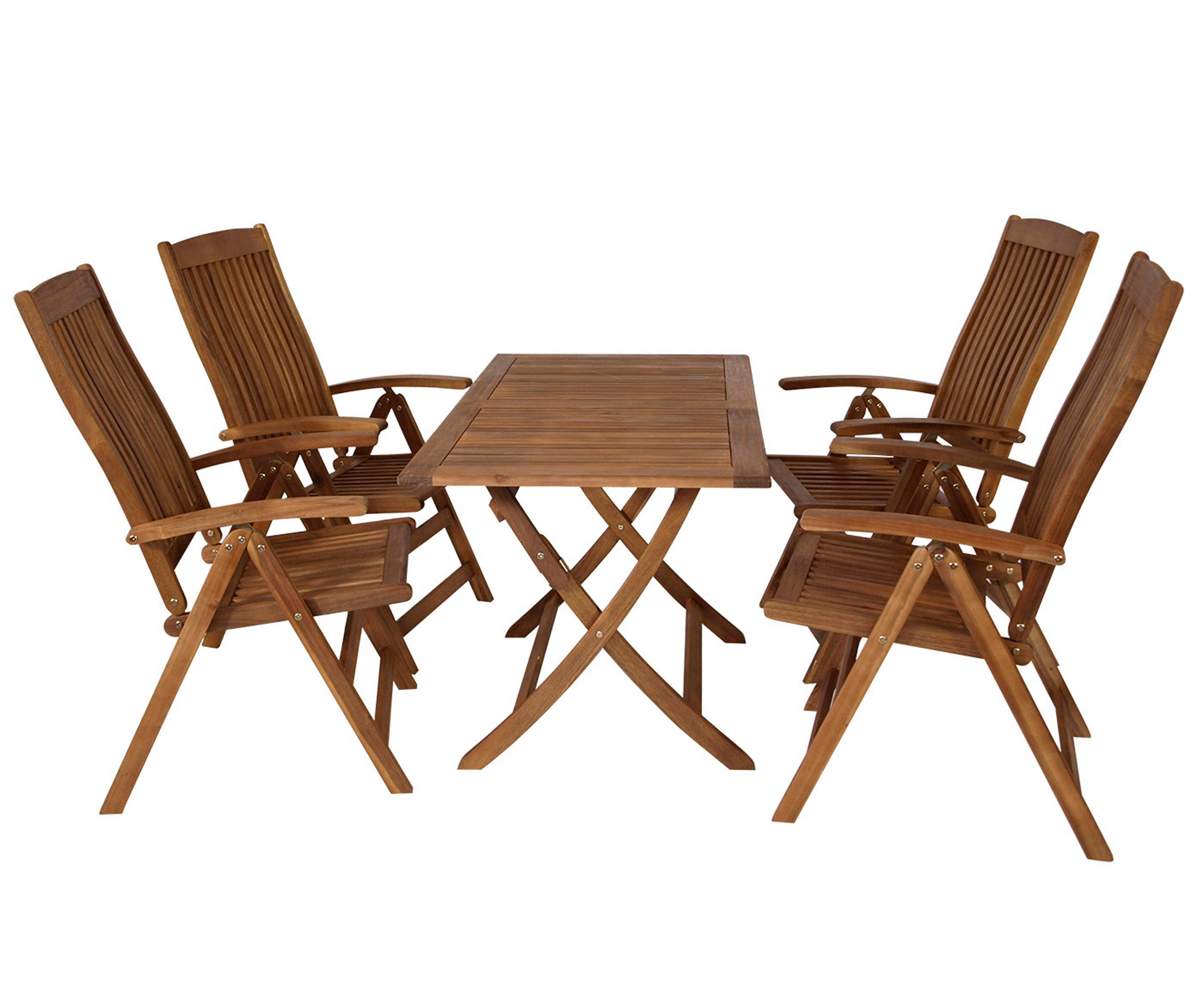 GARTEN-GARNITUR MENORCA 5-Teilig aus Akazienholz - Braun, Holz - TPFGarden