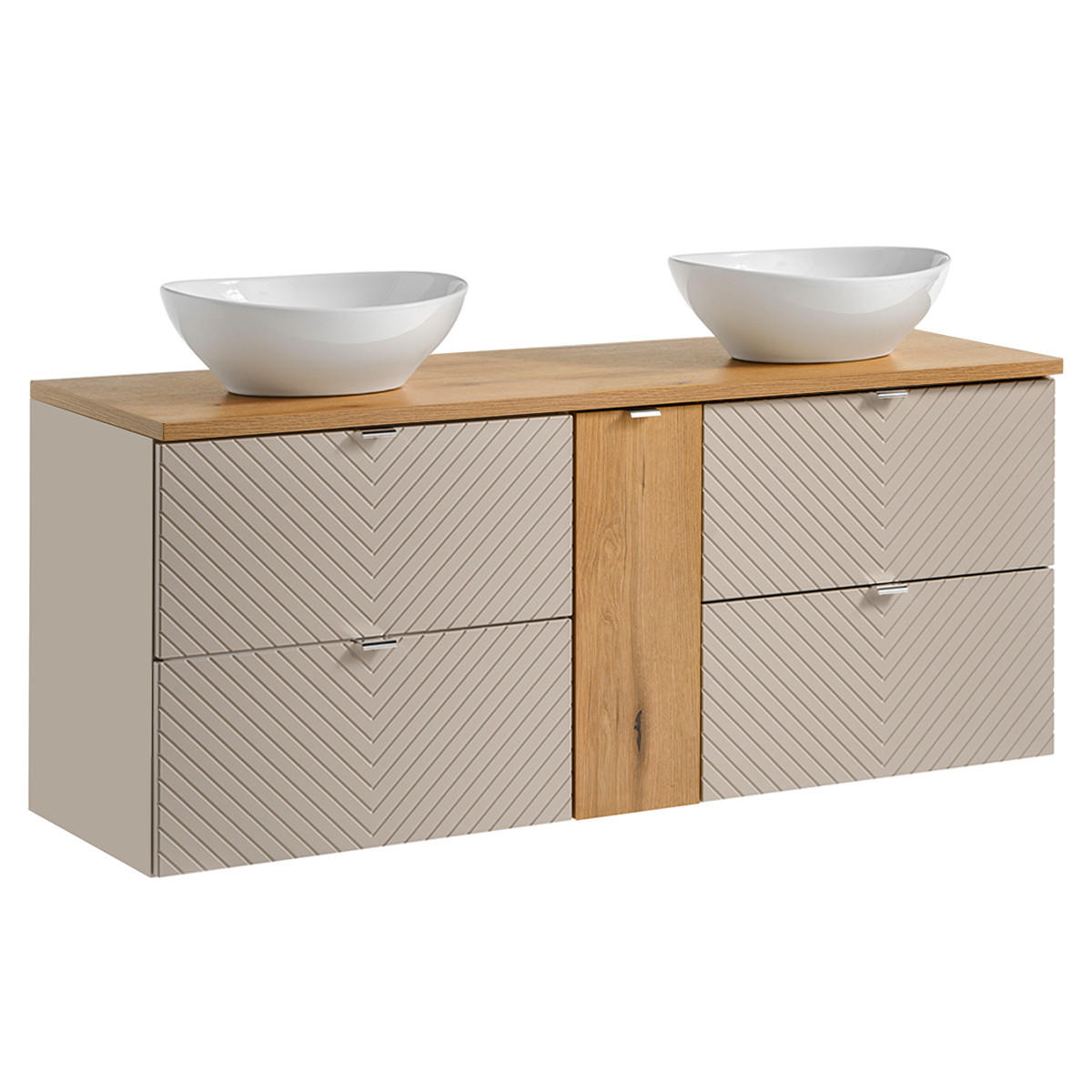 DOPPELWASCHTISCH 140.4cm Manoa Kaschmir - Beige, Holzwerkstoff (140.4/59/40cm) - Petits-meubles