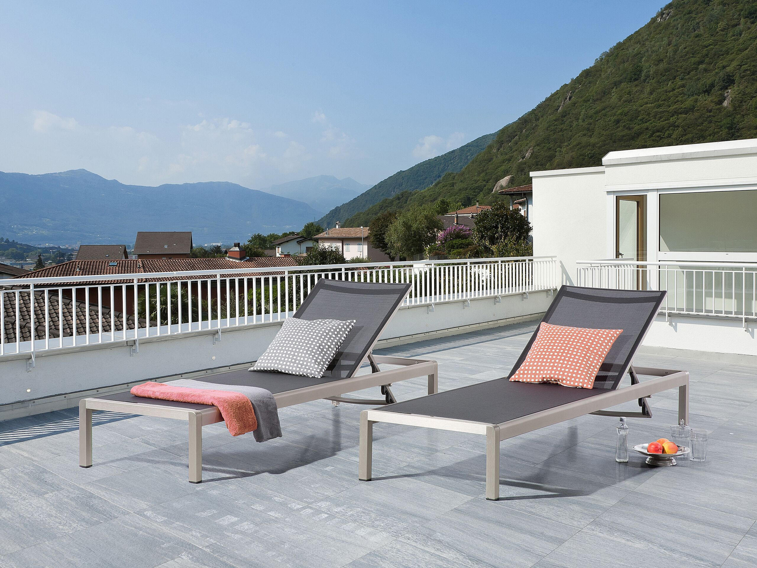 GARTENLIEGE schwarz Fossato - Schwarz, Metall (64/93/198cm) - Beliani