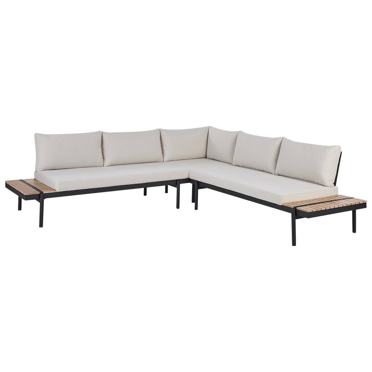 LOUNGE-SET 5-Sitzer Weiß Bellariva - Hellbraun/Schwarz, Holz - Beliani